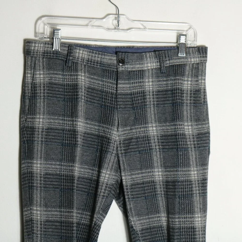 Scotch & Soda Mott Plaid Trouser Pants Mens 29x28 Blue Cotton Work Office Preppy